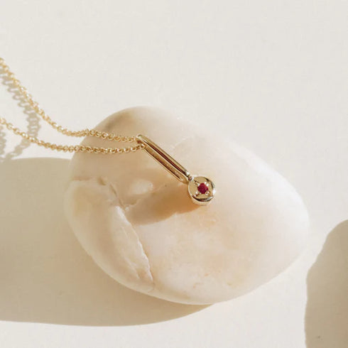 Ruby Dot Pendant Charm in Yellow Gold